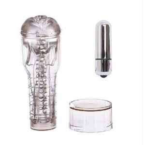 Masturbador Lanterna em Lata Transparente com Vibro - Vagina com Vibro