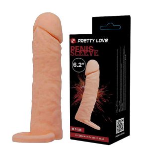 Capa Peniana Extensora Cyberskin com Anel para Escroto - Pretty Love