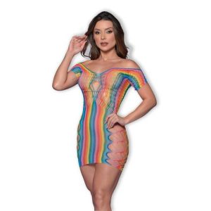 VESTIDO BODYSTOCKING MULTICOLOR COM RECORTES VAZADOS 2143