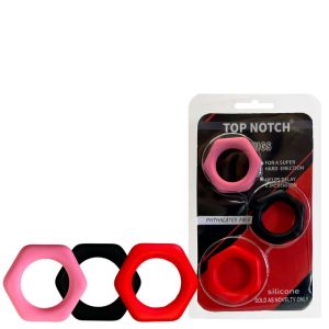 Kit com 3 Anéis Penianos Formato Hexagonal – RINGS SILICONE – CR-073
