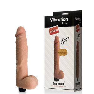 Pênis Realístico 21 cm x 3,5 com Vibração Multivelocidade, Possui Glande Saliente e Escroto – VIBRATION LURE – DI-018