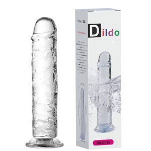 Pênis Realístico com Ventosa, Possui Glande e Veias Salientes -TRANSPICUOUS DILDO – DI-066